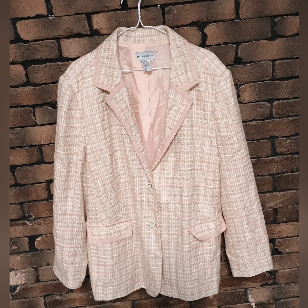 Jaclyn Smith 28w Pink Plaid Blazer Jacket